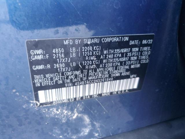 2022 SUBARU OUTBACK PR - 4S4BTACC2N3261840