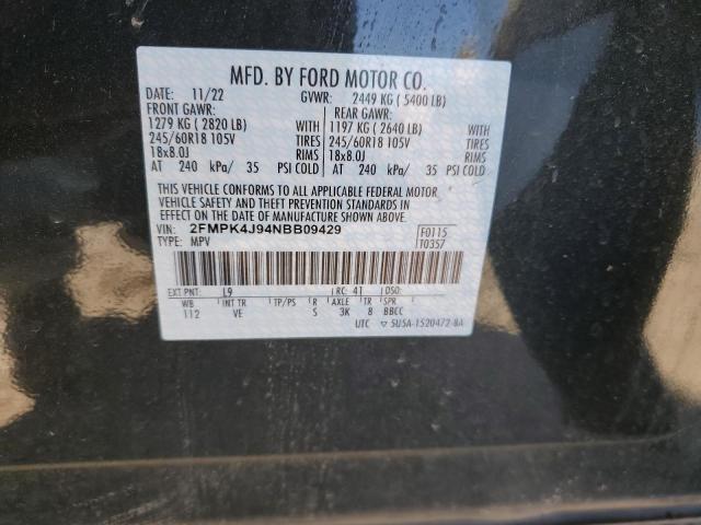 VIN 2FMPK4J94NBB09429 2022 FORD EDGE no.12