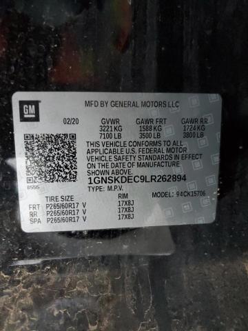 2020 CHEVROLET TAHOE POLI 1GNSKDEC9LR262894