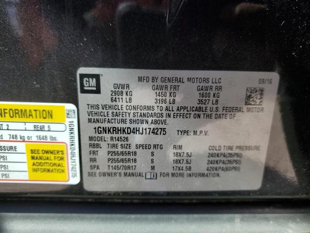 2017 CHEVROLET TRAVERSE L - 1GNKRHKD4HJ174275