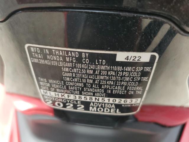 2022 HONDA ADV150 A MLHKF3858N5102632