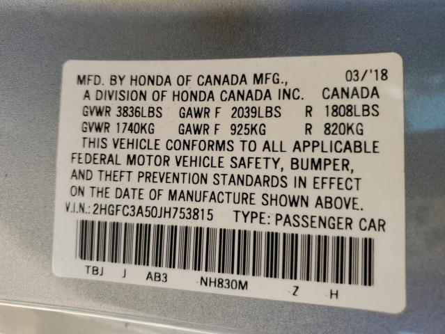 2018 HONDA CIVIC SI - 2HGFC3A50JH753815