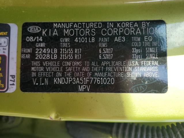 VIN KNDJP3A51F7761020 2015 KIA Soul, + no.13