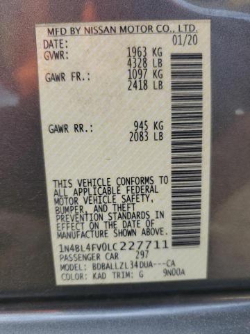 2020 NISSAN ALTIMA PLA 1N4BL4FV0LC227711