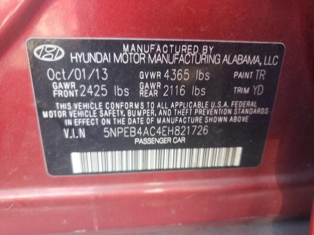 VIN 5NPEB4AC4EH821726 2014 Hyundai Sonata, Gls no.12