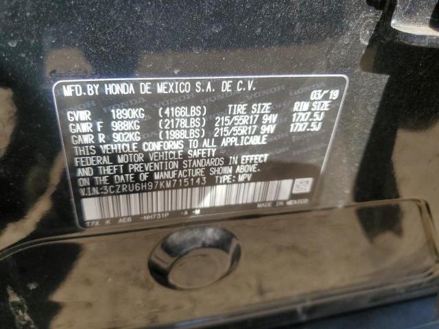 2019 HONDA HR-V TOURI 3CZRU6H97KM715143
