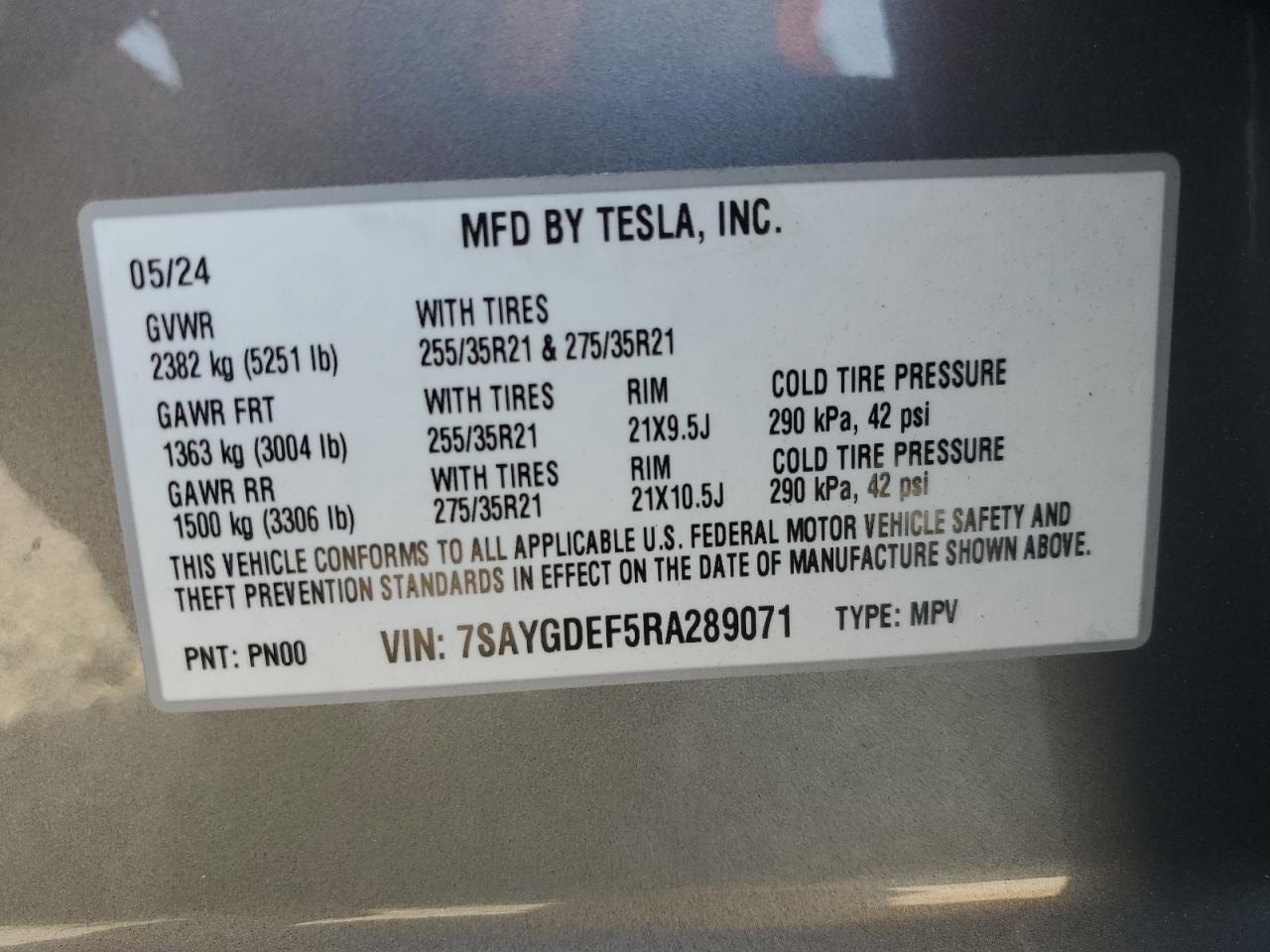 Lot #2989309991 2024 TESLA MODEL Y