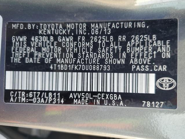 VIN 4T1BD1FK7DU088793 2013 Toyota Camry, Hybrid no.12