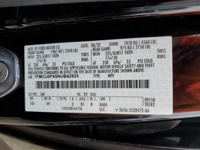 VIN 1FMCU0F65NUB42935 2022 FORD ESCAPE no.14