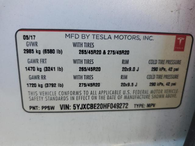 2017 TESLA MODEL X - 5YJXCBE20HF049272