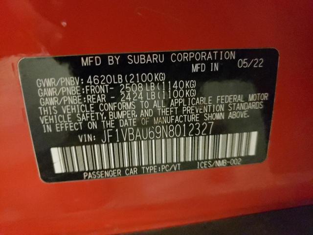 2022 SUBARU WRX GT JF1VBAU69N8012327