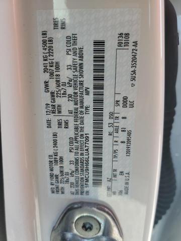 2020 FORD ESCAPE SEL - 1FMCU9H66LUA77091