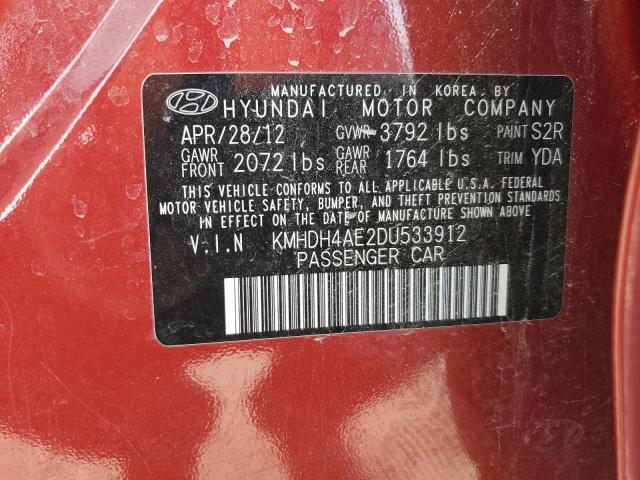 VIN KMHDH4AE2DU533912 2013 Hyundai Elantra, Gls no.13