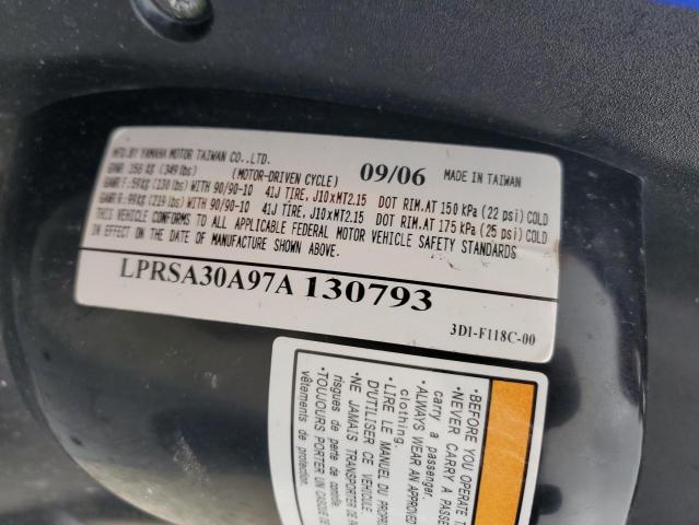 2007 YAMAHA MOTORCYCLE LPRSA30A97A130793