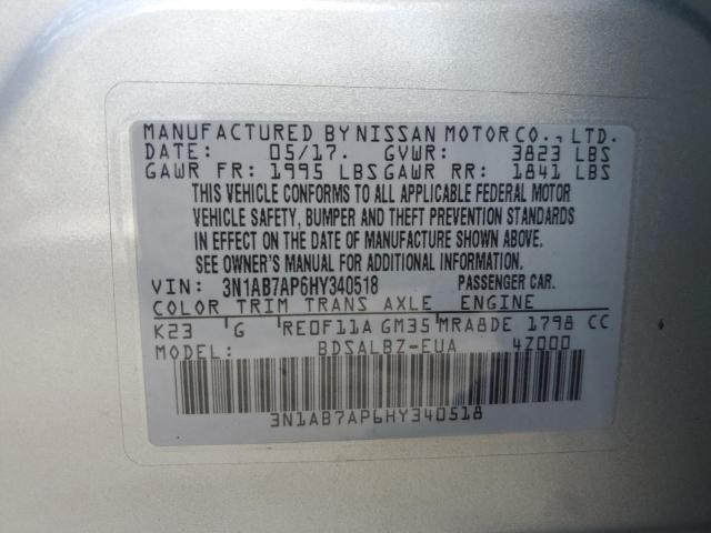 2017 NISSAN SENTRA S - 3N1AB7AP6HY340518