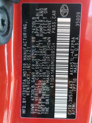 2021 TOYOTA AVALON LIM 4T1DA1AB6MU008554