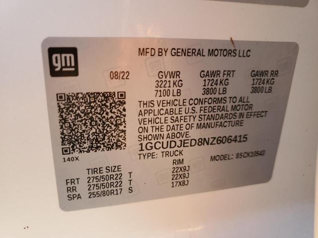 2022 CHEVROLET SILVERADO - 1GCUDJED8NZ606415