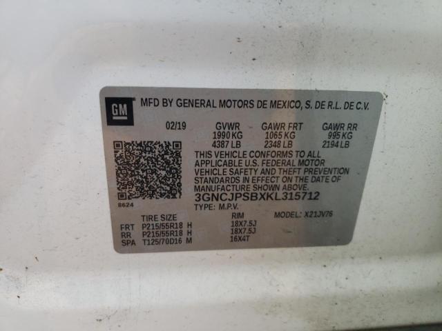 2019 CHEVROLET TRAX 1LT - 3GNCJPSBXKL315712