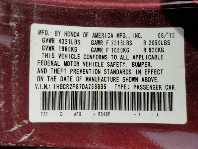 VIN 1HGCR2F87DA268895 2013 Honda Accord, Exl no.13