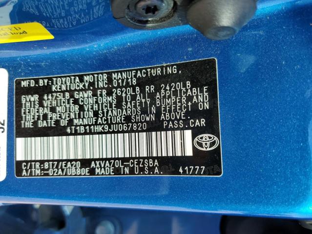 2018 TOYOTA CAMRY L - 4T1B11HK9JU067820