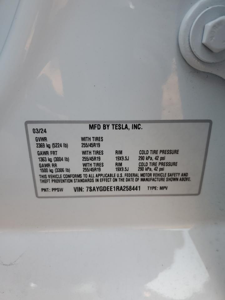 Lot #2986998782 2024 TESLA MODEL Y