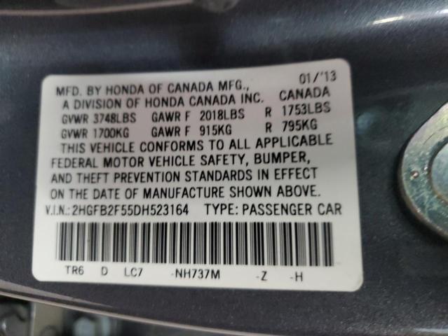 VIN 2HGFB2F55DH523164 2013 Honda Civic, LX no.12