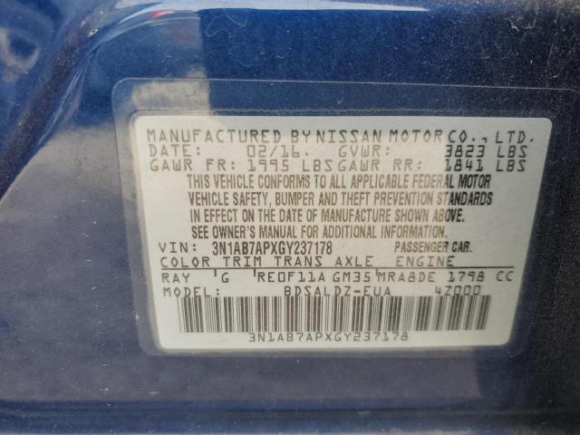 2016 NISSAN SENTRA S - 3N1AB7APXGY237178