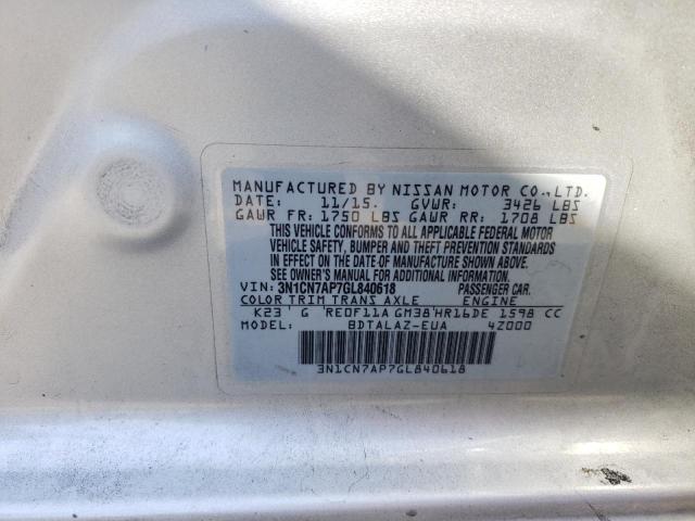 VIN 3N1CN7AP7GL840618 2016 Nissan Versa, S no.12