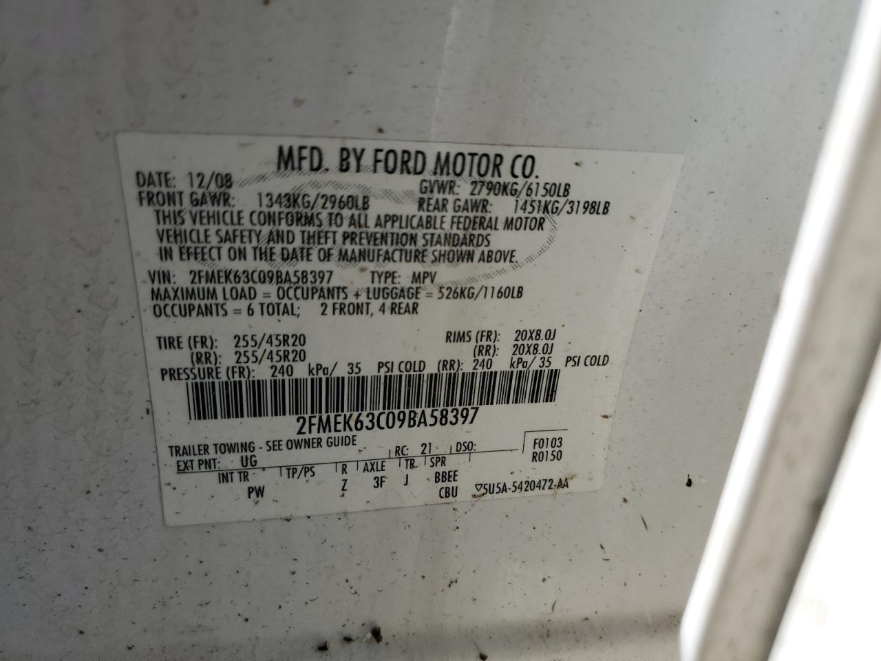 Lot #2919433407 2009 FORD FLEX LIMIT