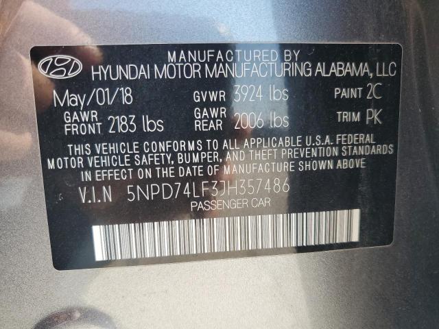 VIN 5NPD74LF3JH357486 2018 Hyundai Elantra, SE no.13