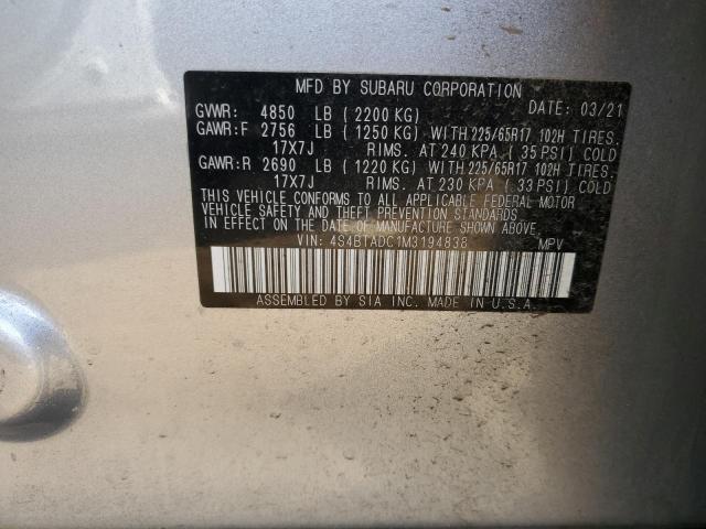 2021 SUBARU OUTBACK PR - 4S4BTADC1M3194838