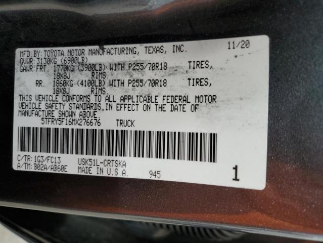 2021 TOYOTA TUNDRA DOU - 5TFRY5F16MX276676