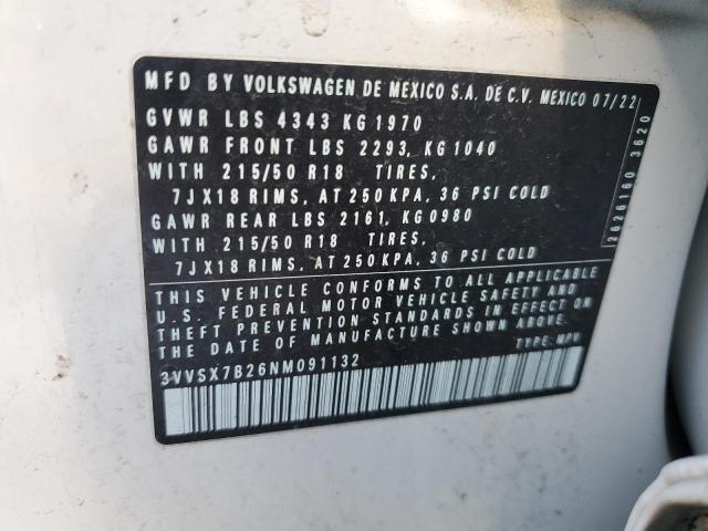 VIN 3VVSX7B26NM091132 2022 VOLKSWAGEN TAOS SE no.13