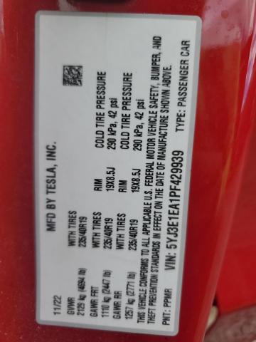2023 TESLA MODEL 3 - 5YJ3E1EA1PF429939