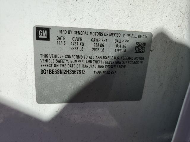 2017 CHEVROLET CRUZE LT - 3G1BE6SM2HS567613