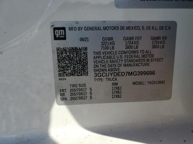 2021 CHEVROLET SILVERADO - 3GCUYDED7MG399696