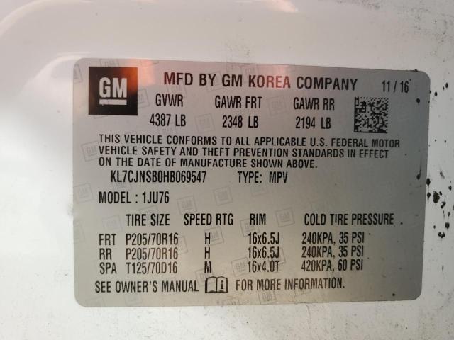 VIN KL7CJNSB0HB069547 2017 CHEVROLET TRAX no.13