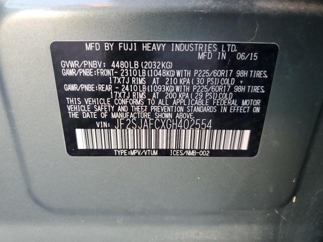 2016 SUBARU FORESTER 2 - JF2SJAFCXGH402554