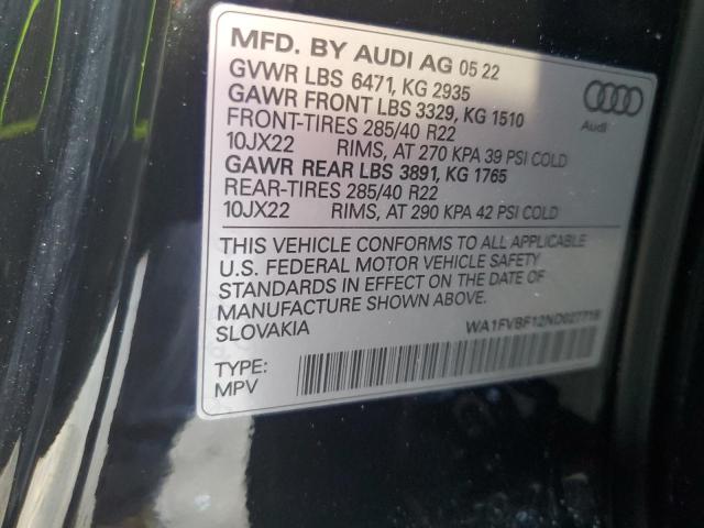 2022 AUDI Q8 PRESTIG WA1FVBF12ND027718