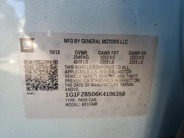 2019 CHEVROLET BOLT EV PR - 1G1FZ6S06K4106358
