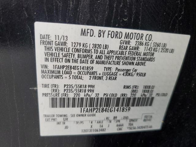 VIN 1FAHP2E84EG141859 2014 Ford Taurus, Sel no.12