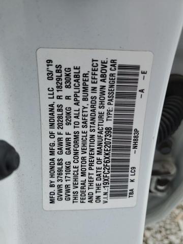 19XFC2F6XKE207398 2019 HONDA CIVIC