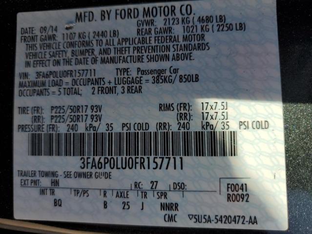 VIN 3FA6P0LU0FR157711 2015 Ford Fusion, Se Hybrid no.12