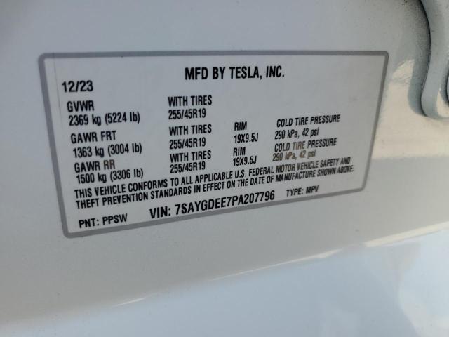 VIN 7SAYGDEE7PA207796 2023 Tesla MODEL Y no.12