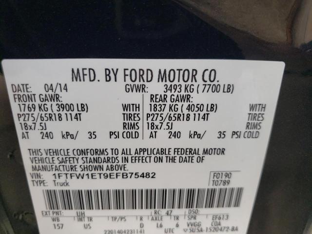 VIN 1FTFW1ET9EFB75482 2014 Ford F-150, Supercrew no.12