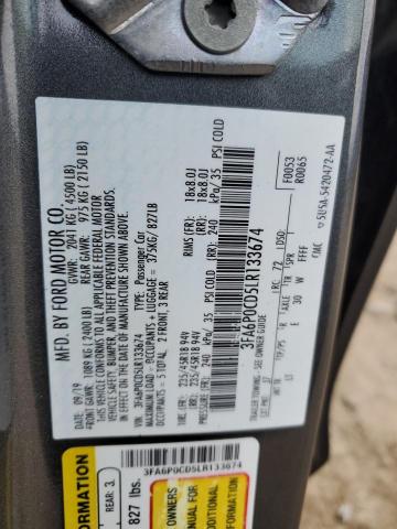 2020 FORD FUSION SEL - 3FA6P0CD5LR133674