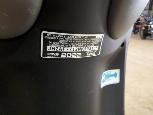 2022 HONDA NCW50 JH2AF7712NK503106
