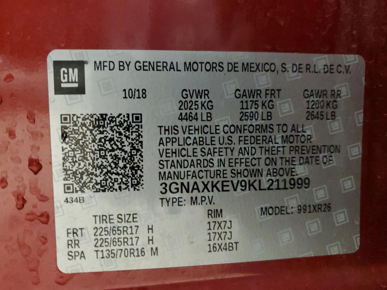 Lot #2943273930 2019 CHEVROLET EQUINOX LT