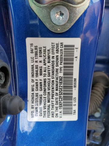 2016 HONDA CIVIC LX - 19XFC2F52GE218362