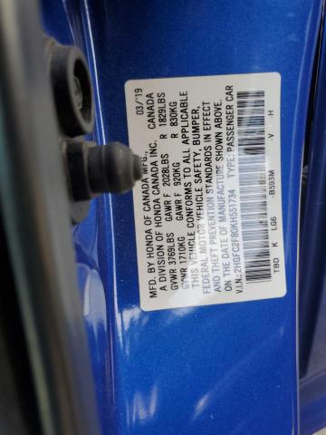 2019 HONDA CIVIC SPOR - 2HGFC2F80KH551734